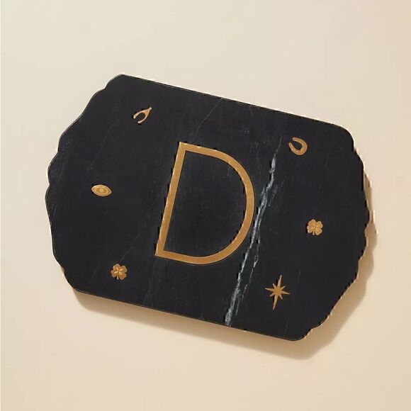 Anthropologie Lucky Marble “ X “ Monogram Serving Board  Pre Owned Excellent - Picture 5 of 6